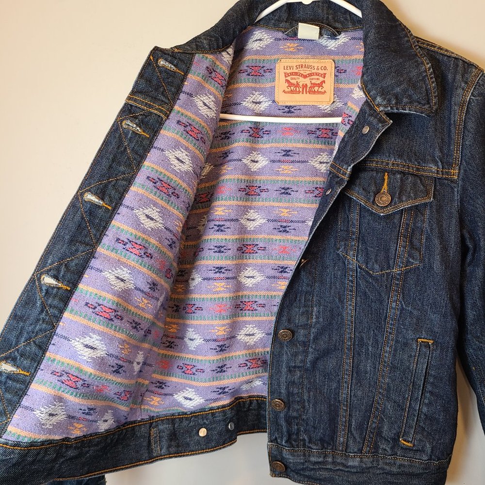 Levis Jean Jacket Blanket Lined Southwestern Patt… - image 3